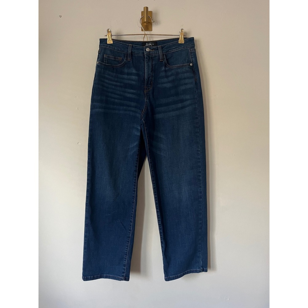 Alexander Jane Womens Wide Leg Stretch Jeans Dark Wash High Rise Size Large